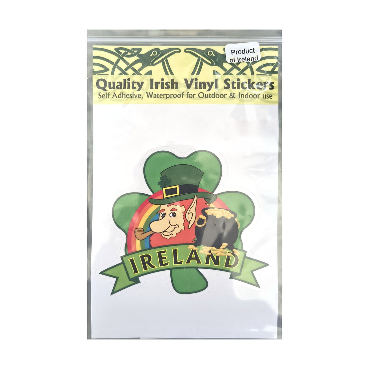 Leprechaun and shamrock Ireland vinyl sticker