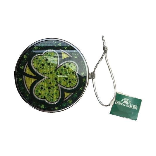 Kurt Adler shamrock stained glass ornament