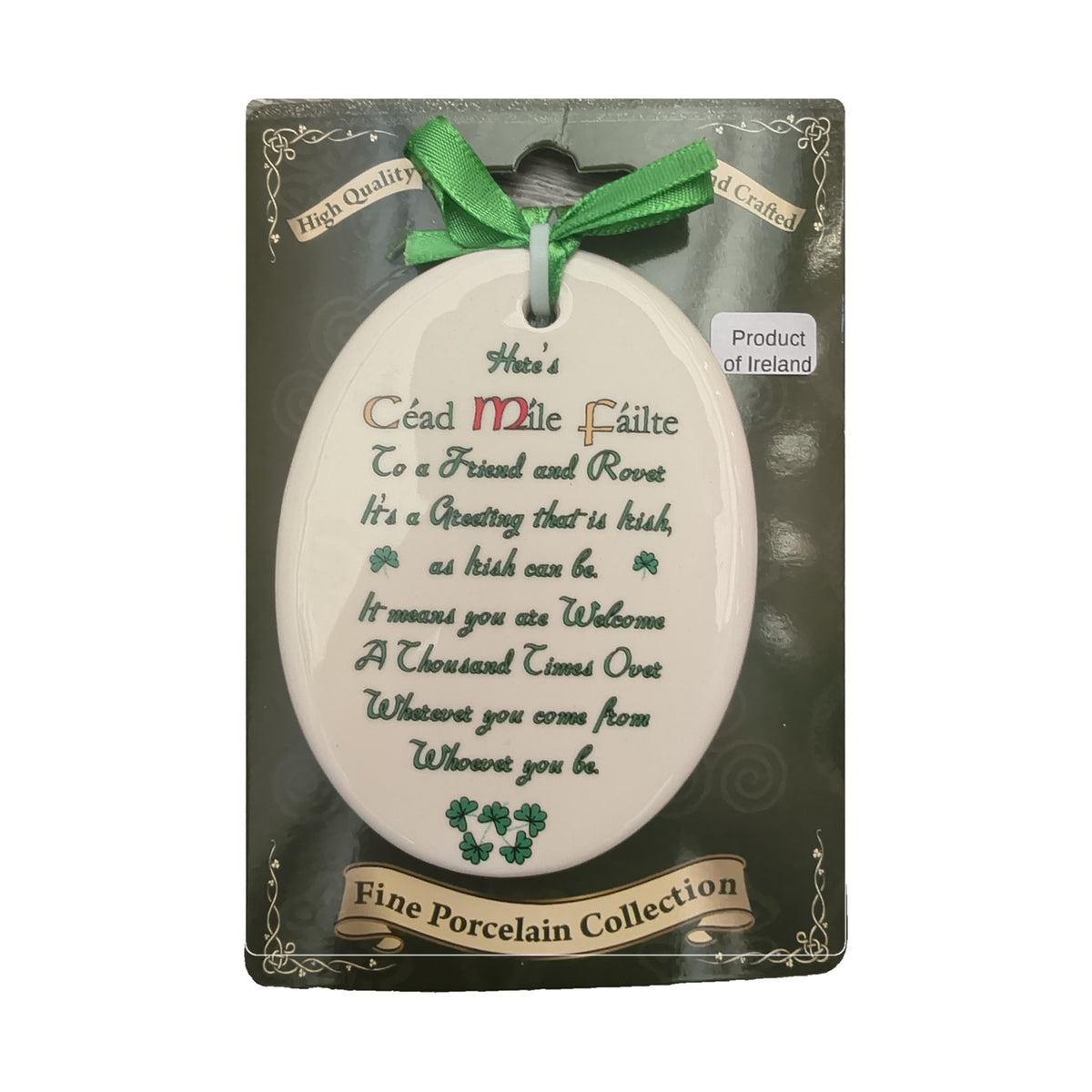 Céad Míle Fáilte oval porcelain hanging ornament