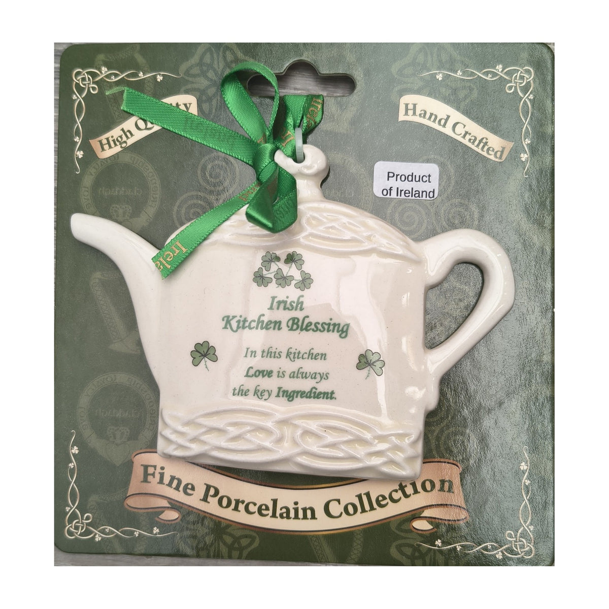 Irish Kitchen Blessing porcelain teapot hanging ornament