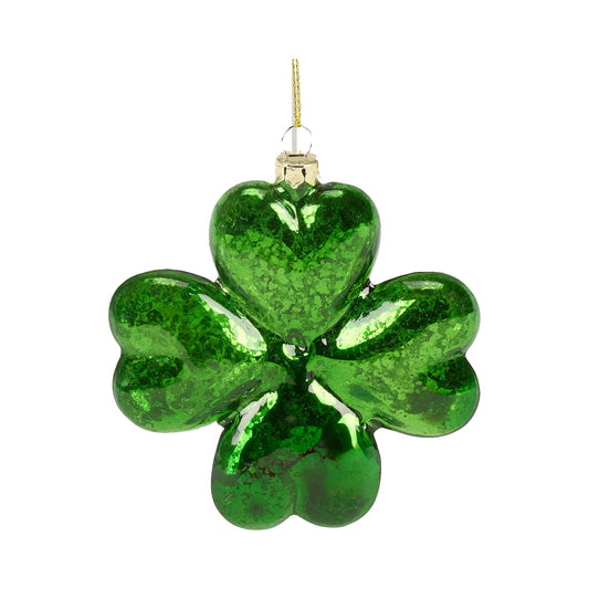 Green glitter shamrock Christmas ornament