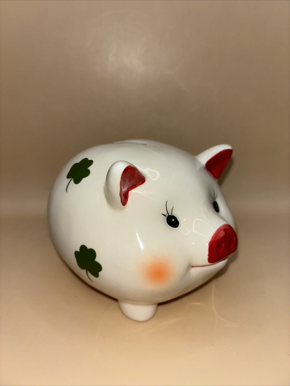 Ceramic Shamrock Pig Figurine/Bank
