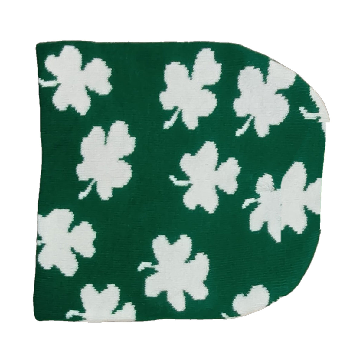Green and white shamrock knit beanie