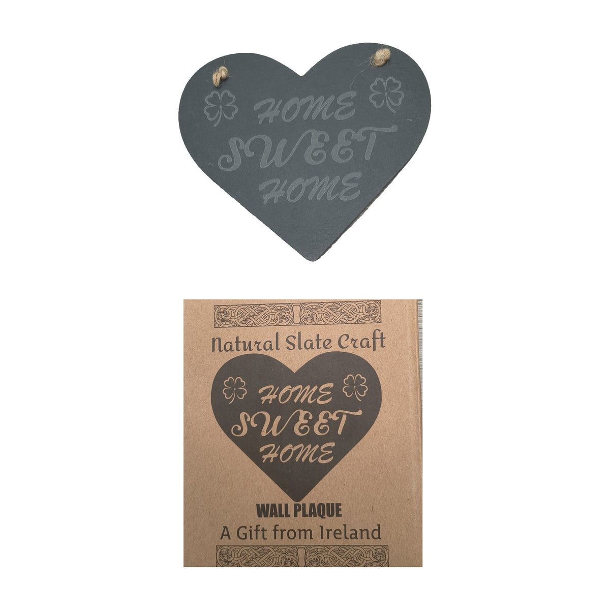 Home Sweet Home heart natural slate wall plaque with box
