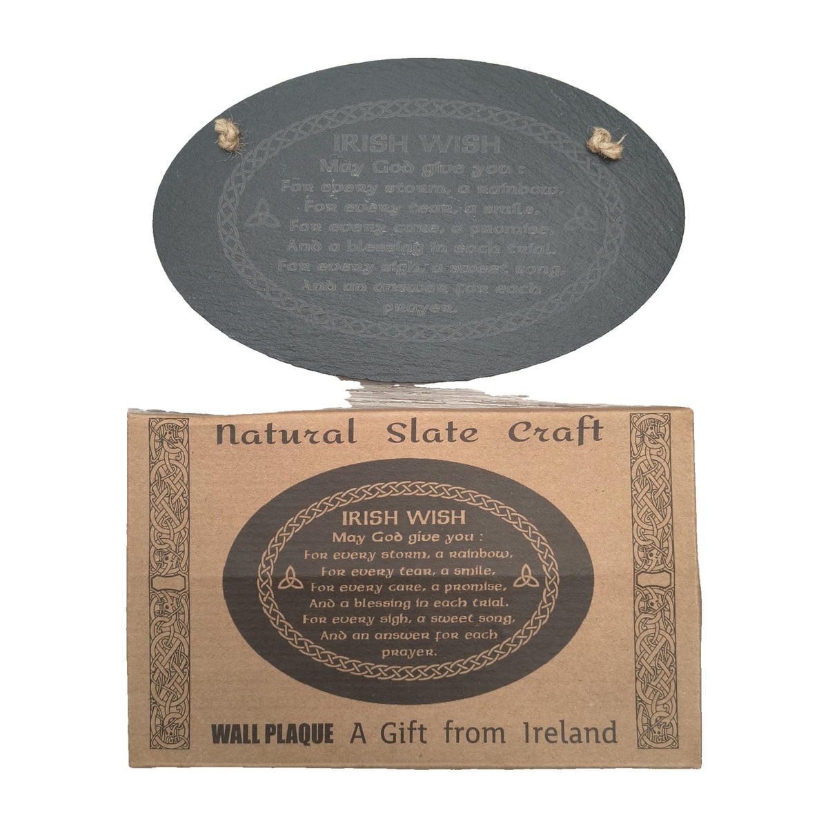 Irish Wish oval natural slate wall plaque with box