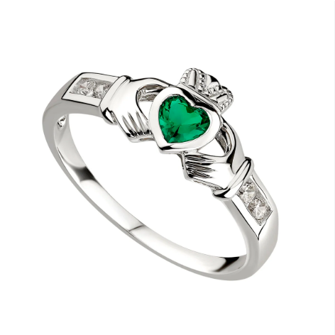 Solvar Ring Claddagh Emerald Size 6