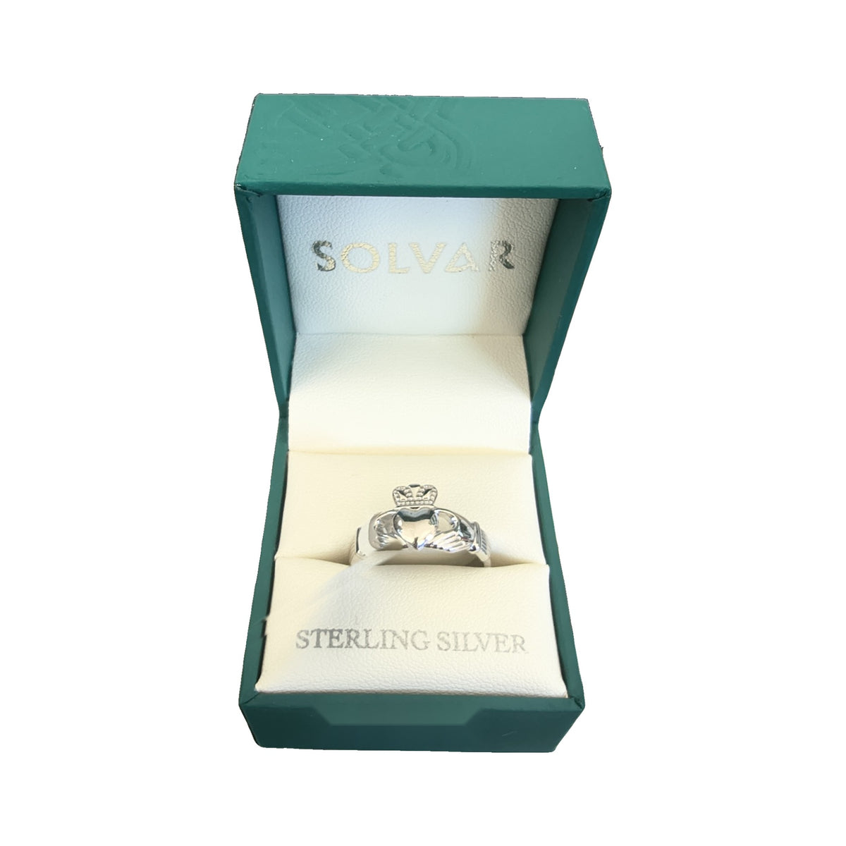 Solvar sterling silver Claddagh ring in Solvar gift box