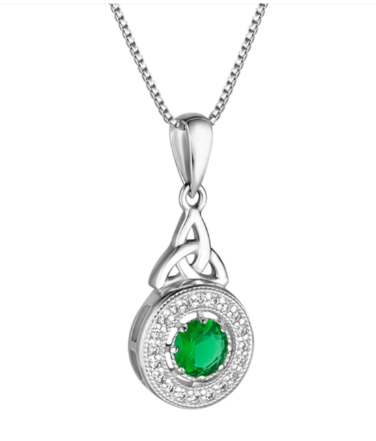 Solvar Drop Pendant With Green Stone