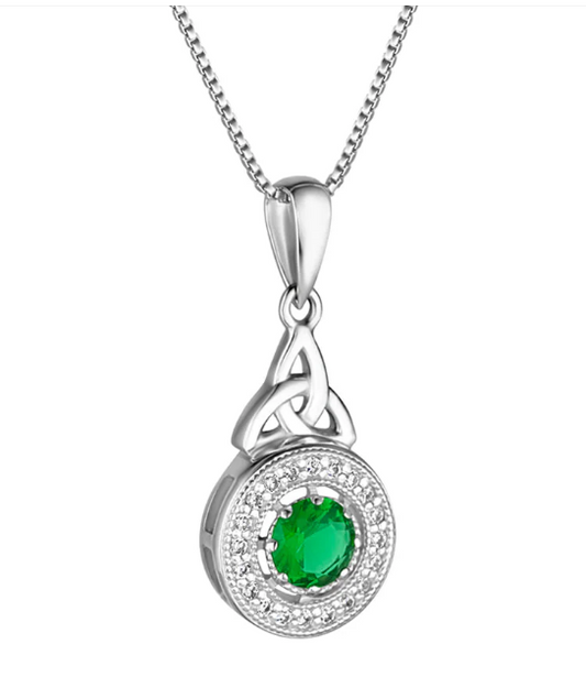 Solvar Drop Pendant With Green Stone