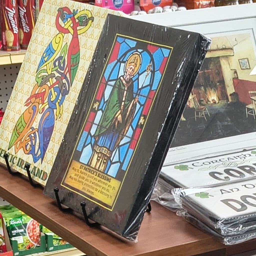 Framed "St. Patrick" Stained-Glass-Style Art Print