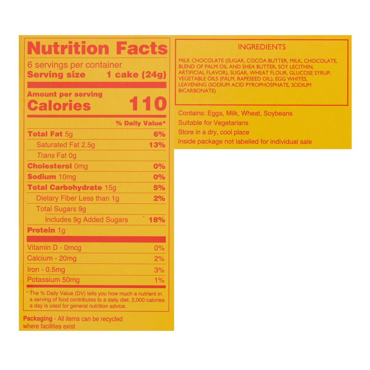 Tunnock's Tea Cakes, back of pack