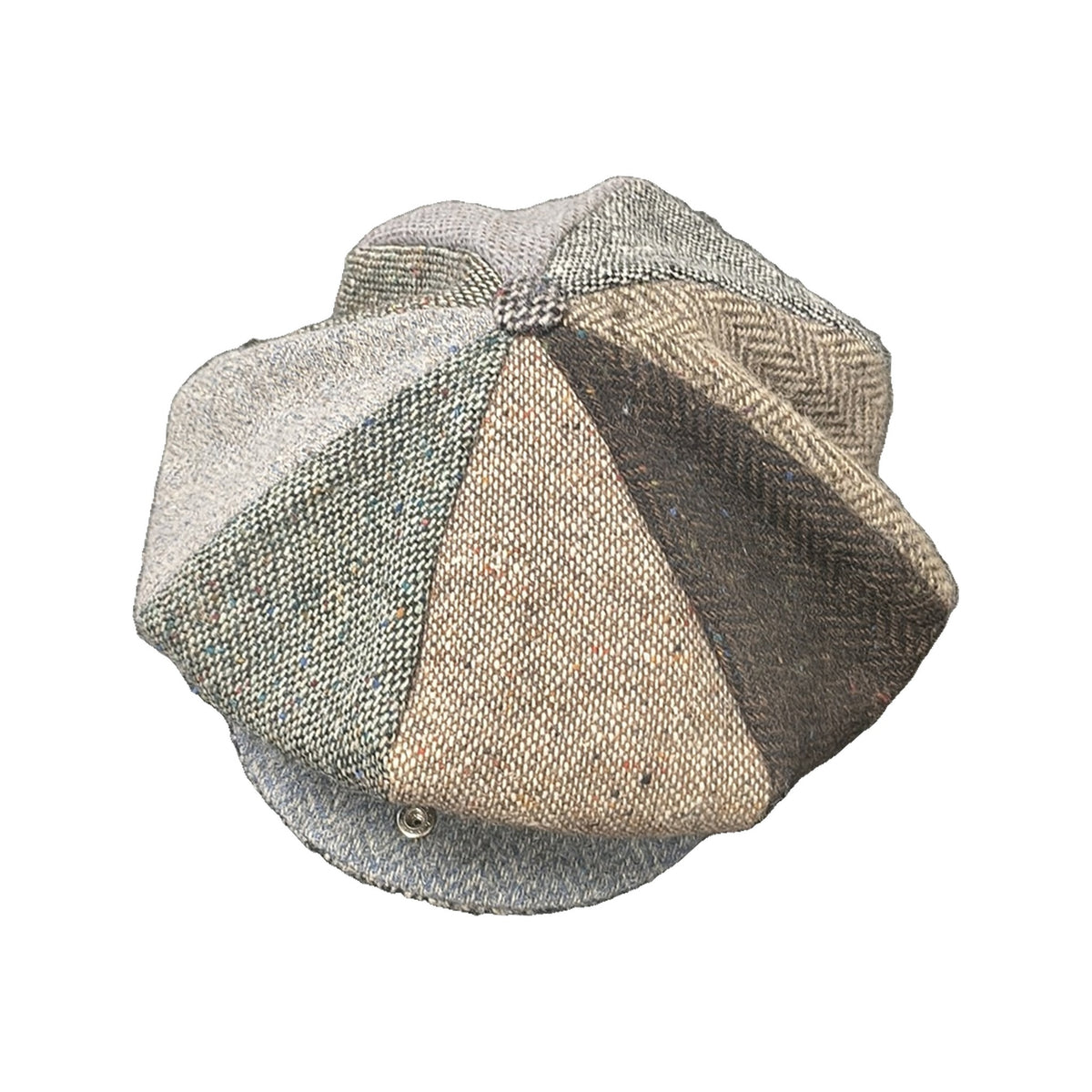 Tweed patchwork flat cap